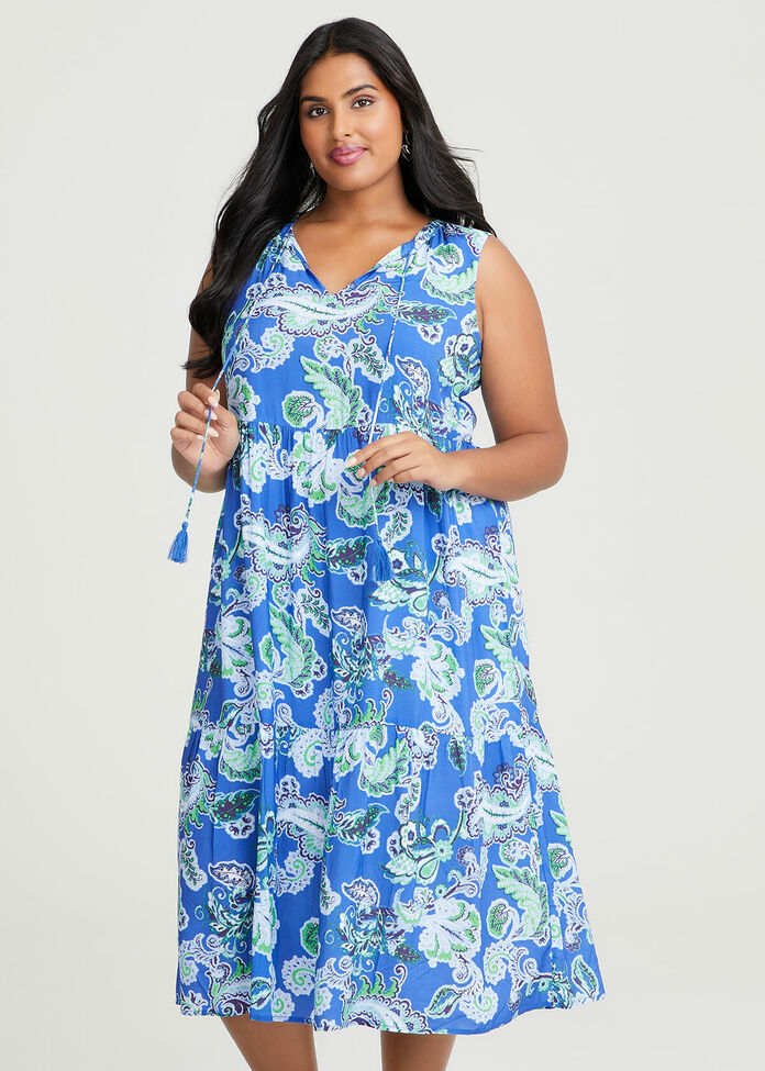 Shop Plus Size Natural Paisley Tiered Dress in Multi | Sizes 12-30 ...