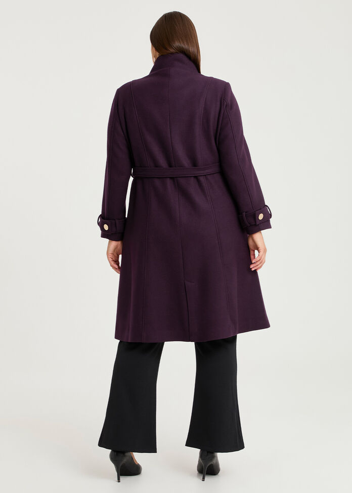 Funnel Neck Melton Coat, , hi-res
