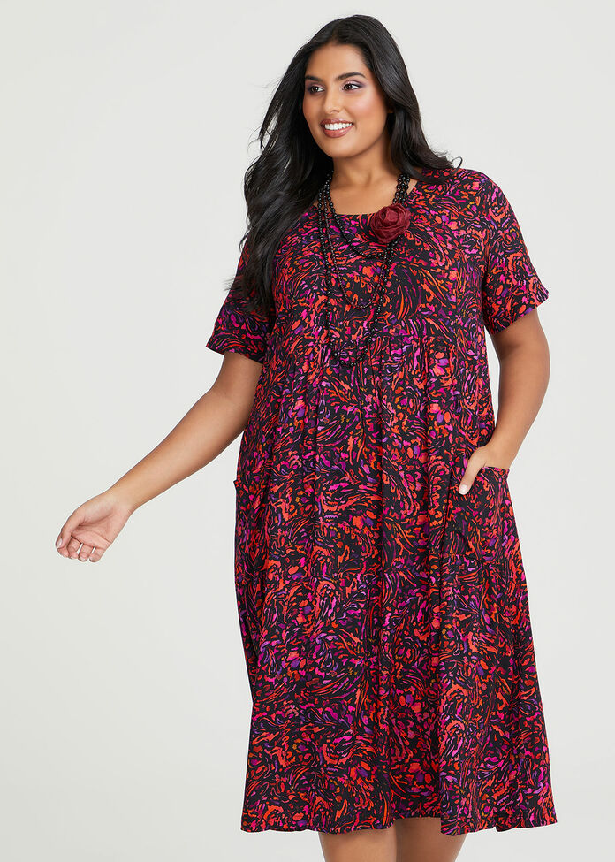 Shop Plus Size Natural Abstract Print Dress in Multi | Taking Shape AU