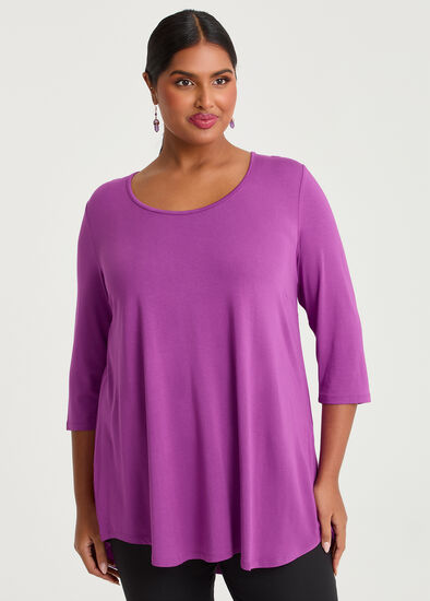 Plus Size Bamboo Base 3/4 Sleeve Top