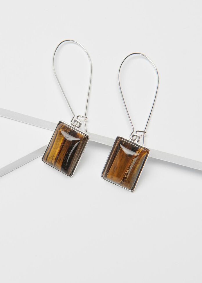 Stone Baguette Earrings, , hi-res