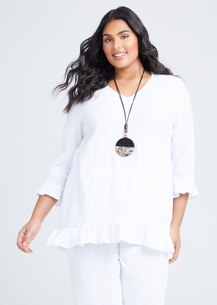 Cotton Coastal Tier Top, , hi-res