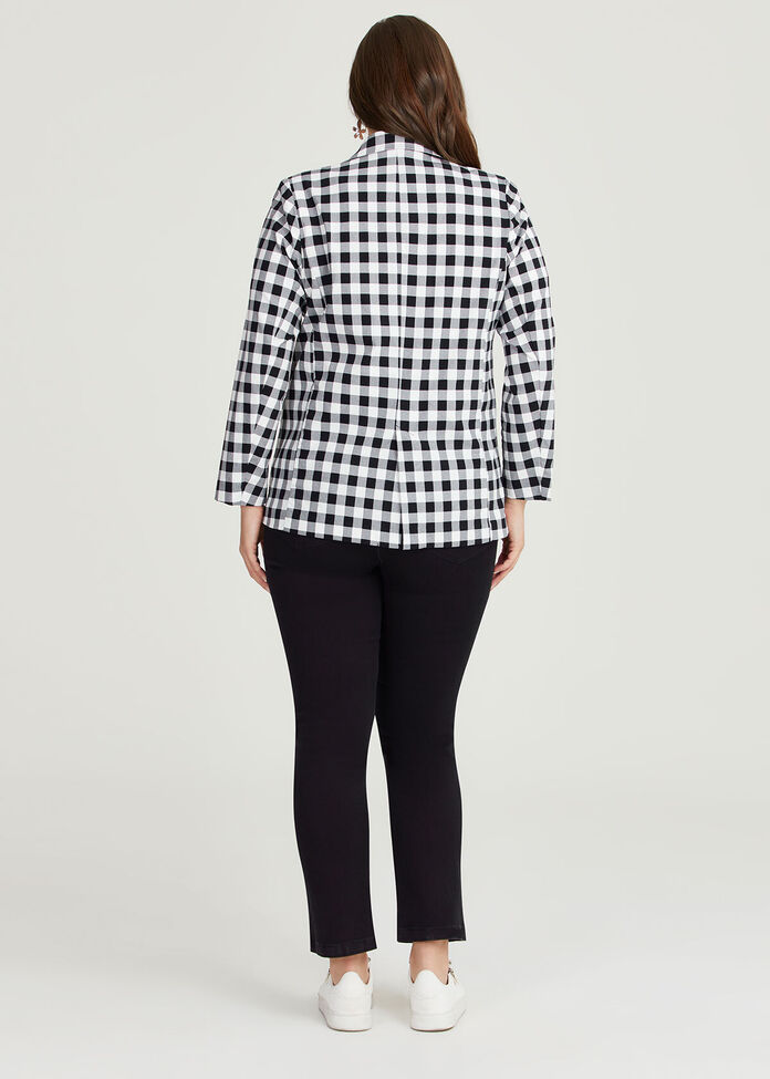 Stretch Gingham Relaxed Blazer, , hi-res