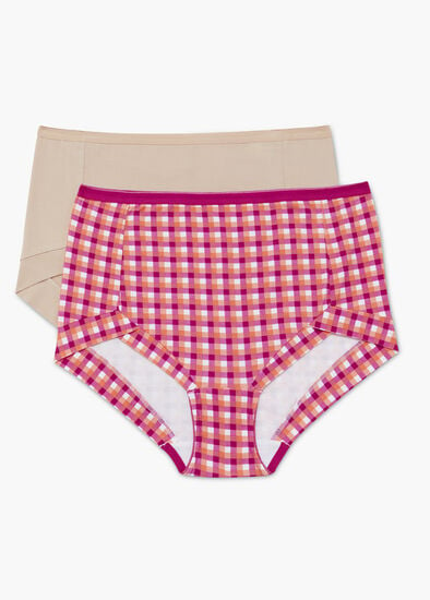 Plus Size 2 Pack Bamboo Gingham Briefs