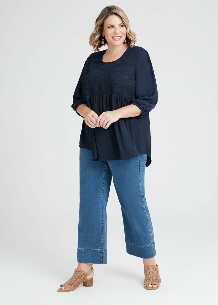 Shop Plus Size Mantra Luxe Shirred Tunic in Blue | Taking Shape AU