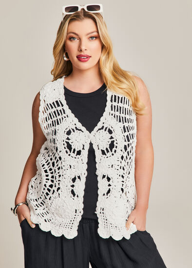 Plus Size Cotton Crochet Knit Vest