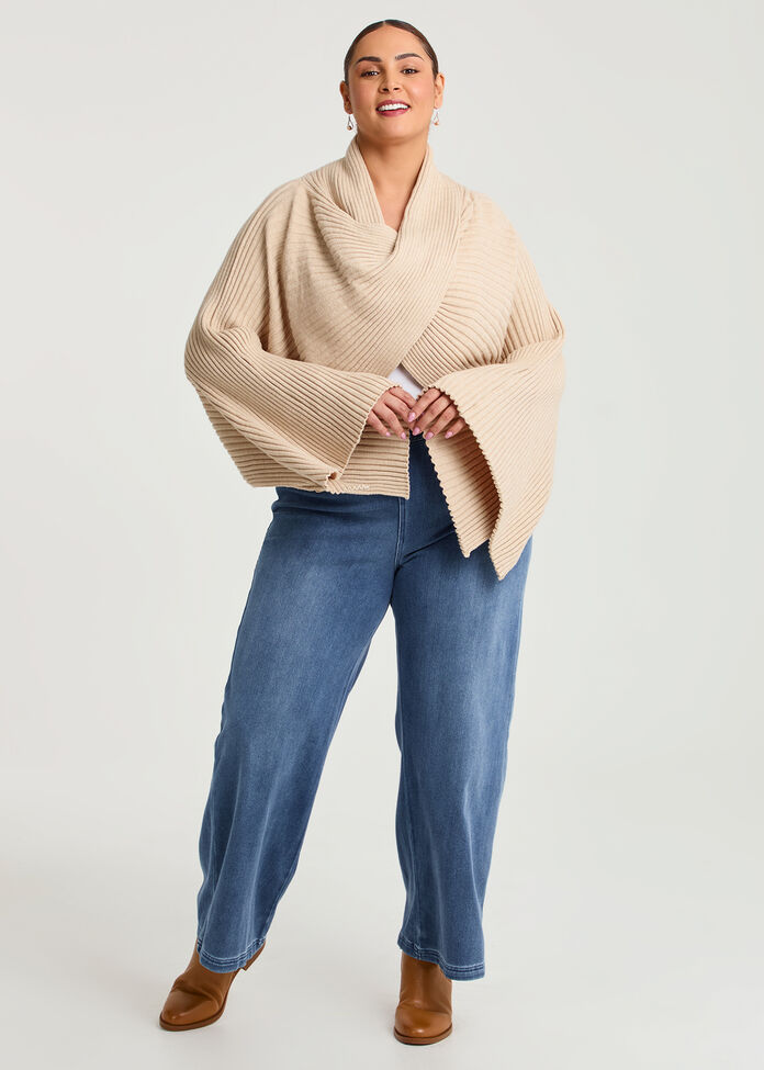 Shop Rib Knit Twist Poncho in Brown | Accessories | Taking Shape NZ