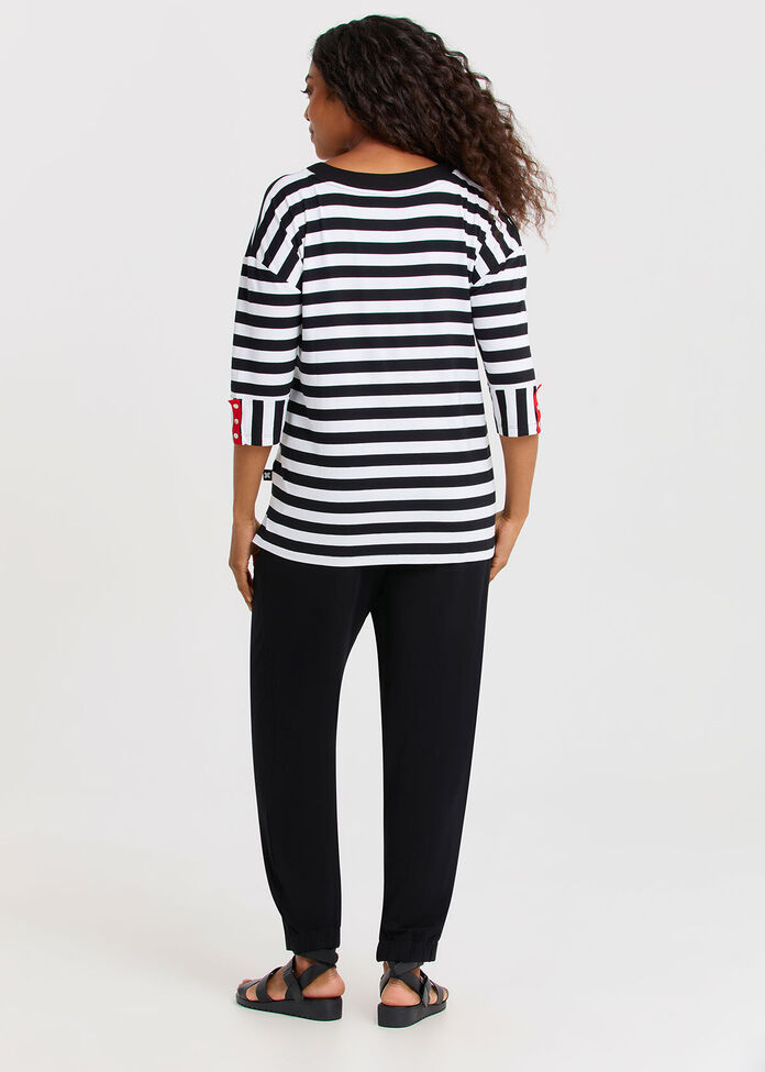 Natural Duo Spliced Stripe Top, , hi-res