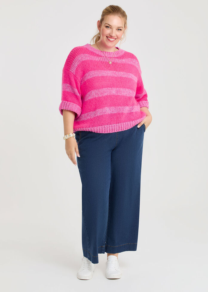 Neon Stripe Oversized Knit Jumper, , hi-res
