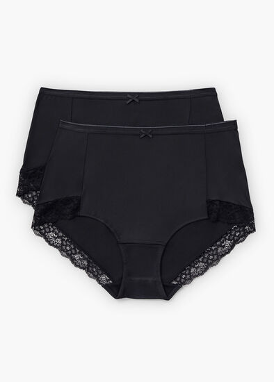 Plus Size 2 Pack Micro Lace Trim Briefs