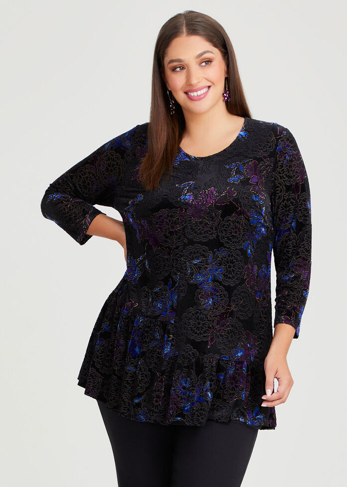 Velour Burnout Bridget Top, , hi-res