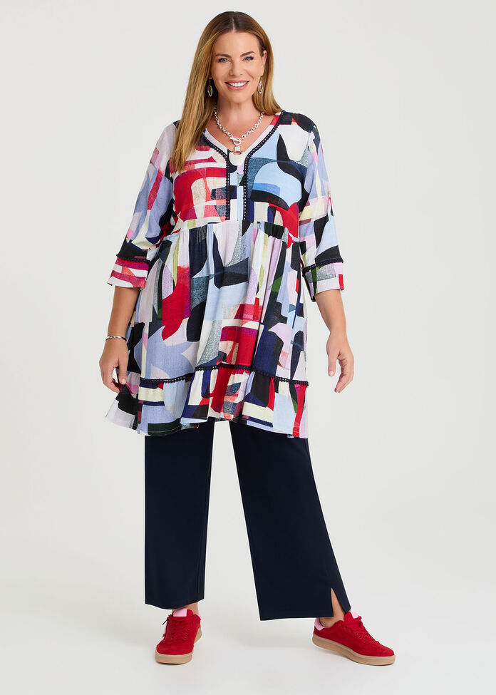 Abstract Natural Tier Tunic, PRINT, hi-res