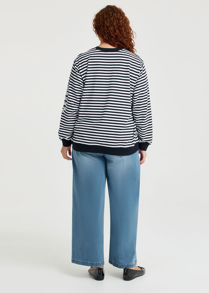 Peanuts Snoopy Stripe Sweatshirt, , hi-res