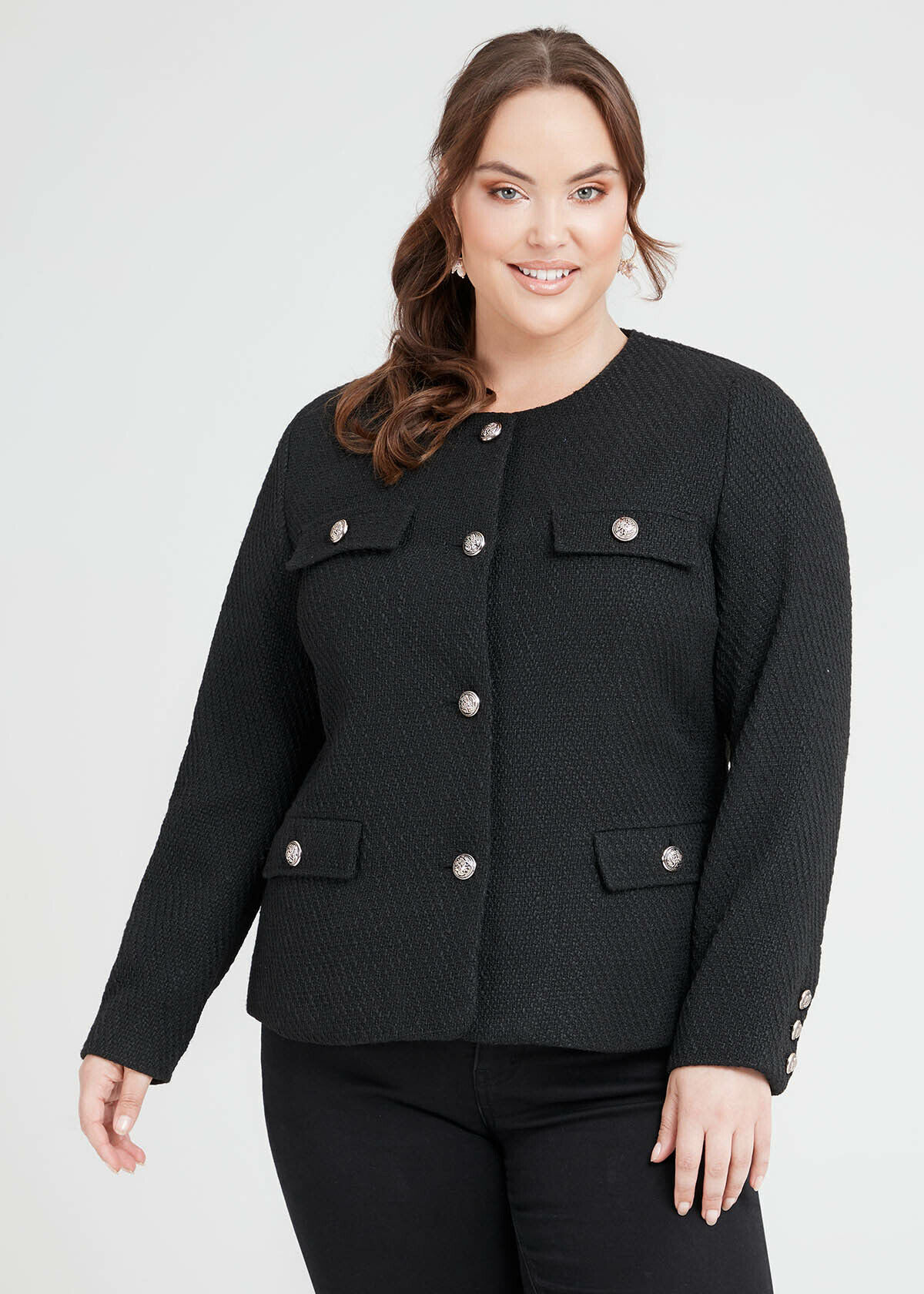 Plus size boucle jacket sales