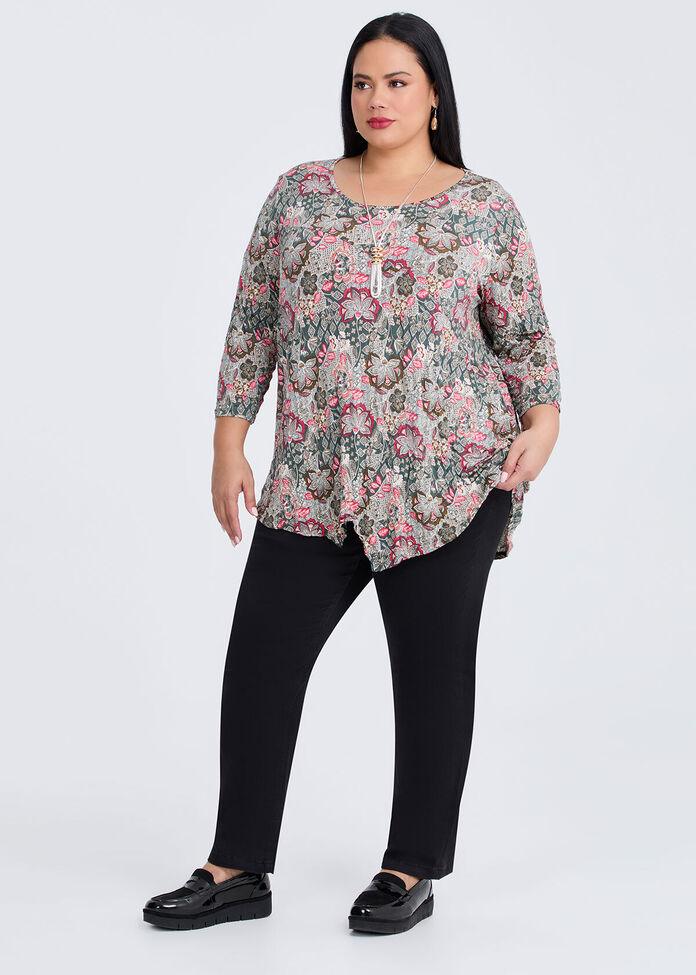 Polly Crushed Asymmetric Top, KHAKI PRINT, hi-res