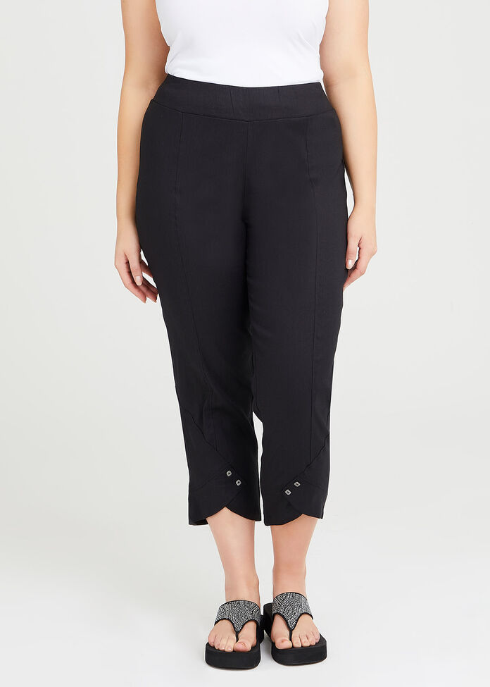 Shop Plus Size Linen Button Hem Pant in Black | Taking Shape AU