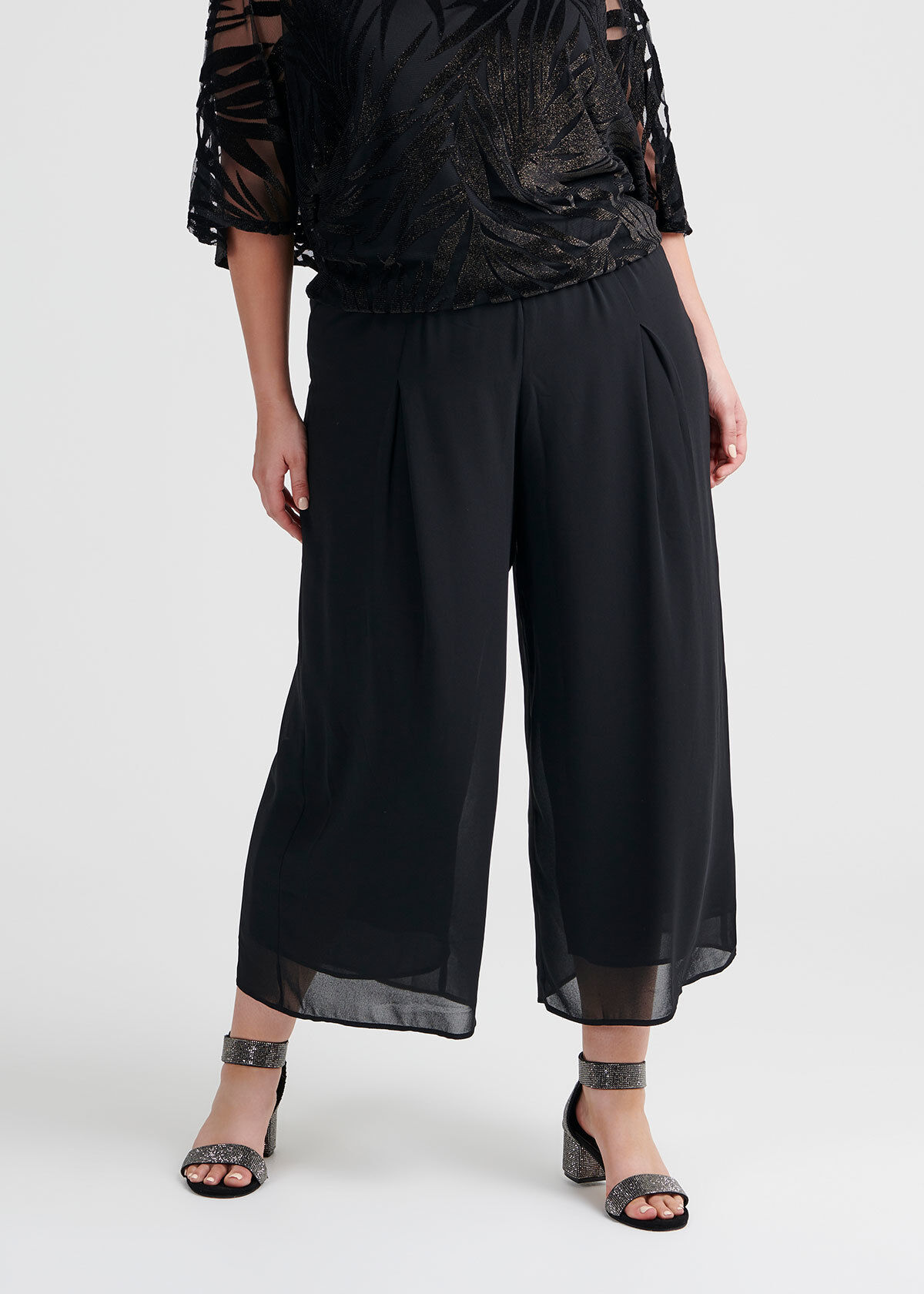 Shop Plus Size Glamour Evening Crop Pant in Black Sizes 12 30