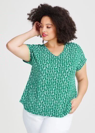 Plus Size Natural Sienna Everyday Geo Top
