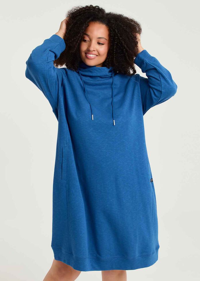 Funnel Neck Sweat Dress, , hi-res