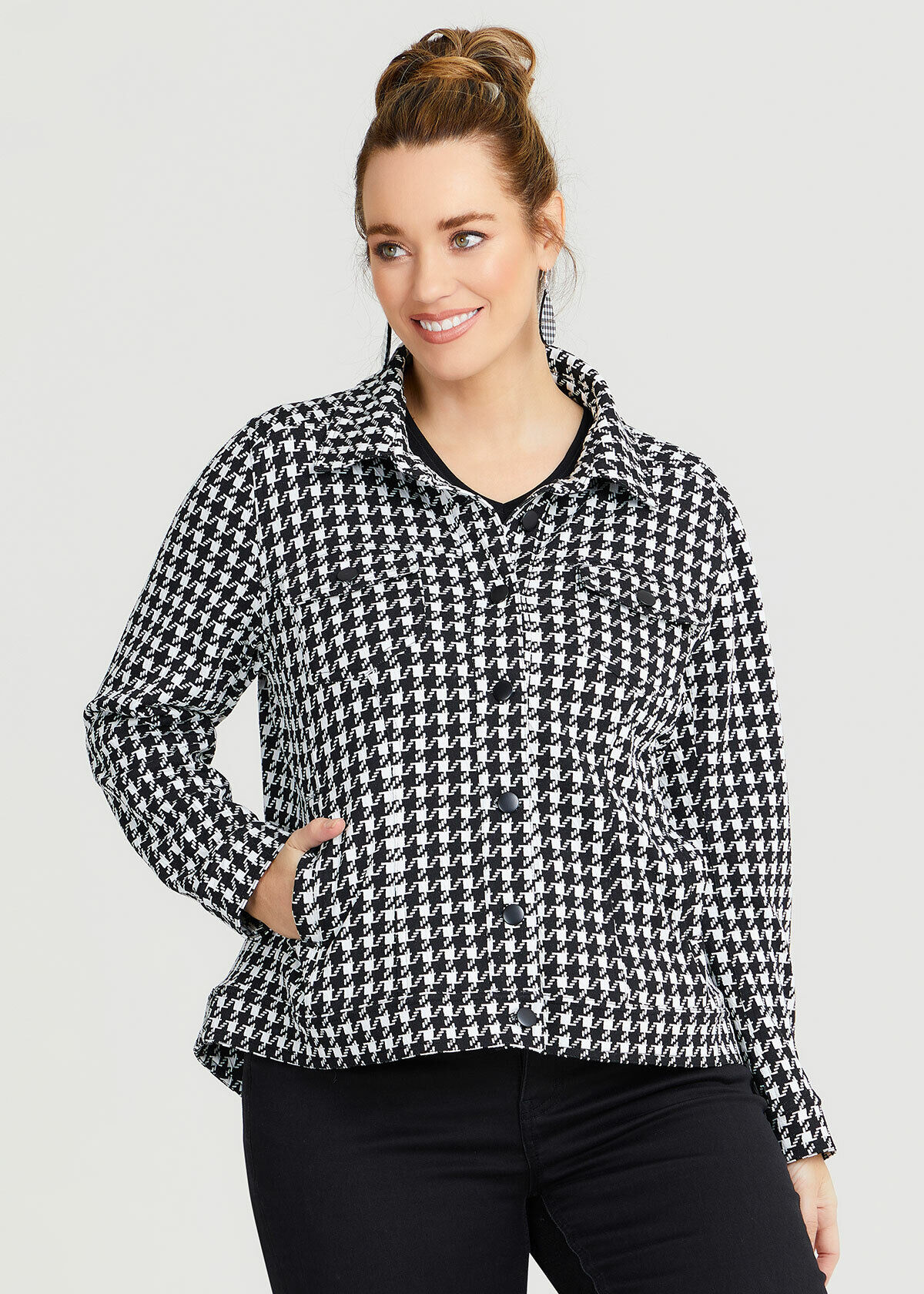 Plus size houndstooth jacket online