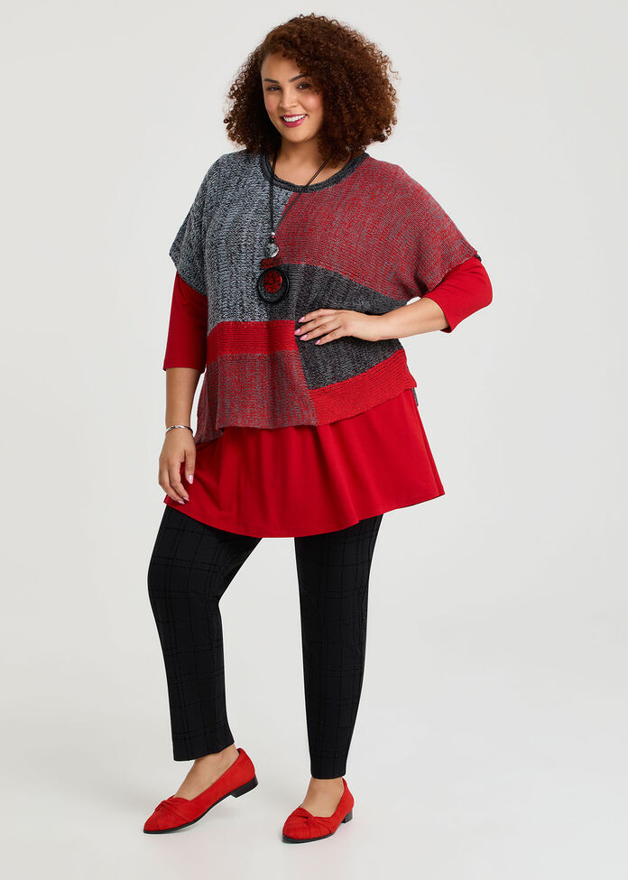 Colour Block Knit Jumper, RED/MULTI, hi-res