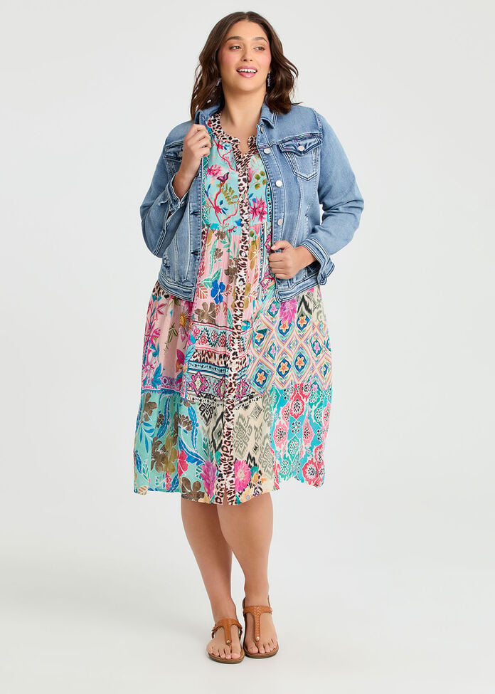 Natural Opulence Button Dress, , hi-res