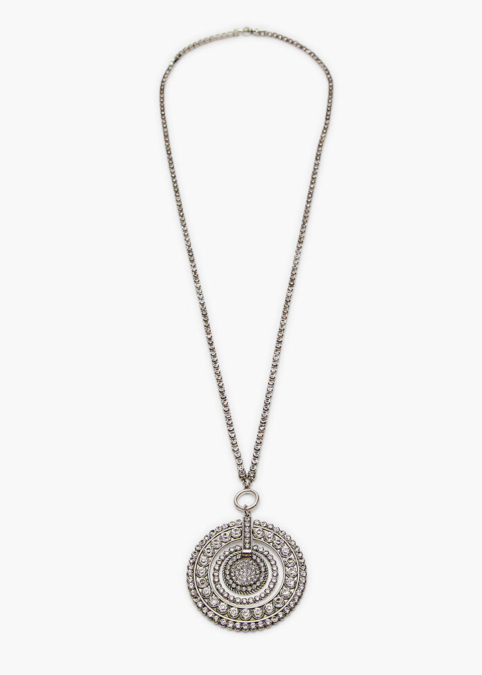 Long Round Diamante Pendant, , hi-res