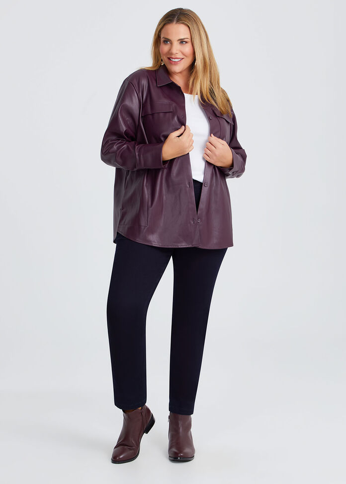 Faux Leather Jacket, , hi-res