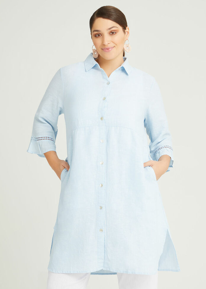 Linen Ava Longline Shirt, , hi-res