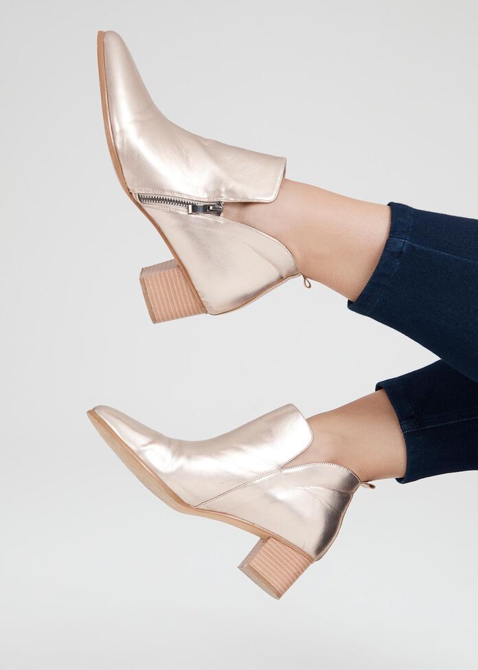 Metallic Gold Zip Boot, , hi-res
