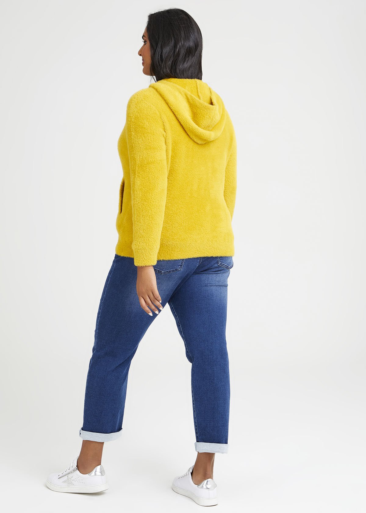 Fluffy yellow hoodie store