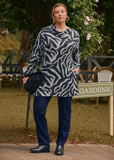 Plus Size Bamboo Cosy Drape Neck Tunic