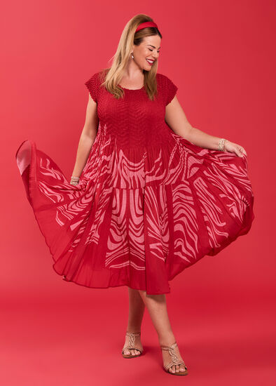 Plus Size Plisse Circle Swing Dress