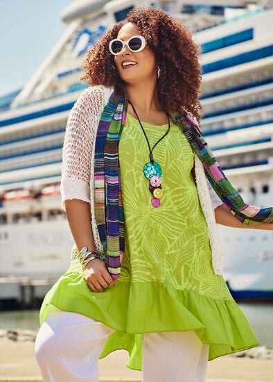 Plus Size Natural Malta Tier Tunic