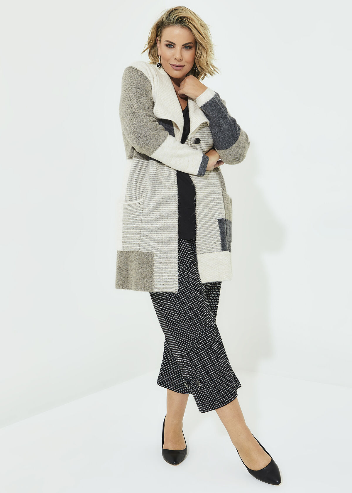 Colour block coatigan top