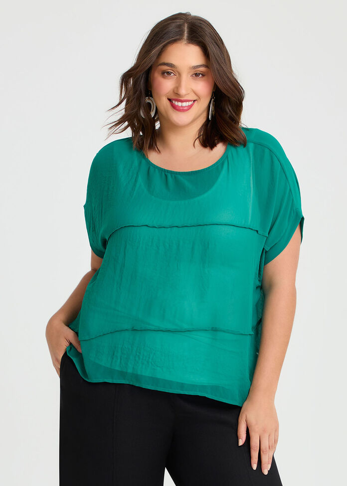 Chiffon Miley Overtop, TEAL GREEN, hi-res