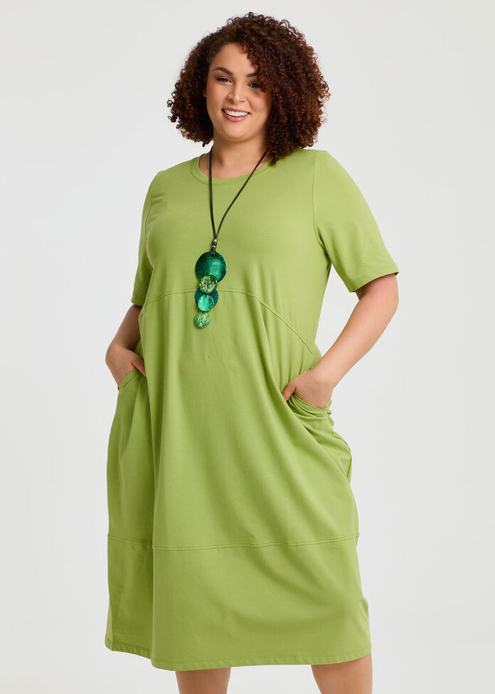 Cotton Talia Short Sleeve Dress, , hi-res