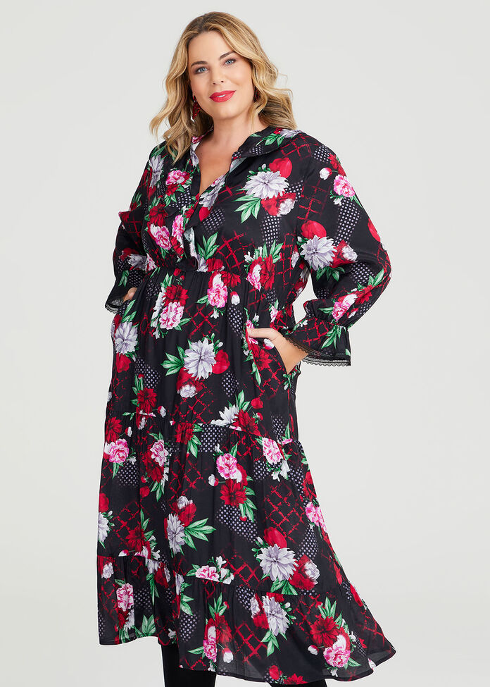 Shop Plus Size Natural Floral Check Dress in Multi | Taking Shape AU