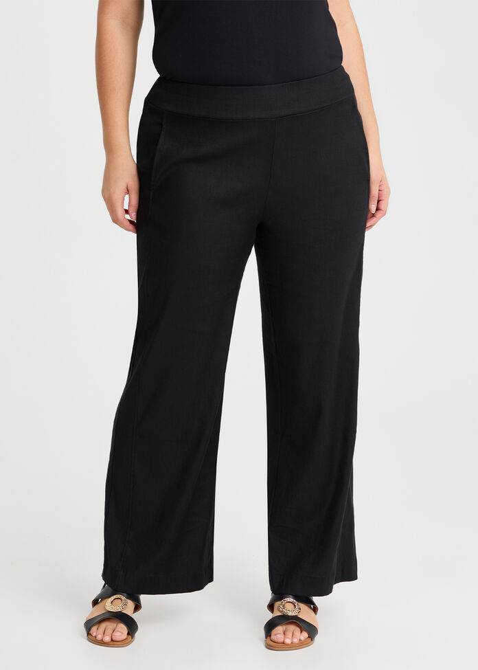 Stretch Linen Bea Wide Leg Pant, , hi-res