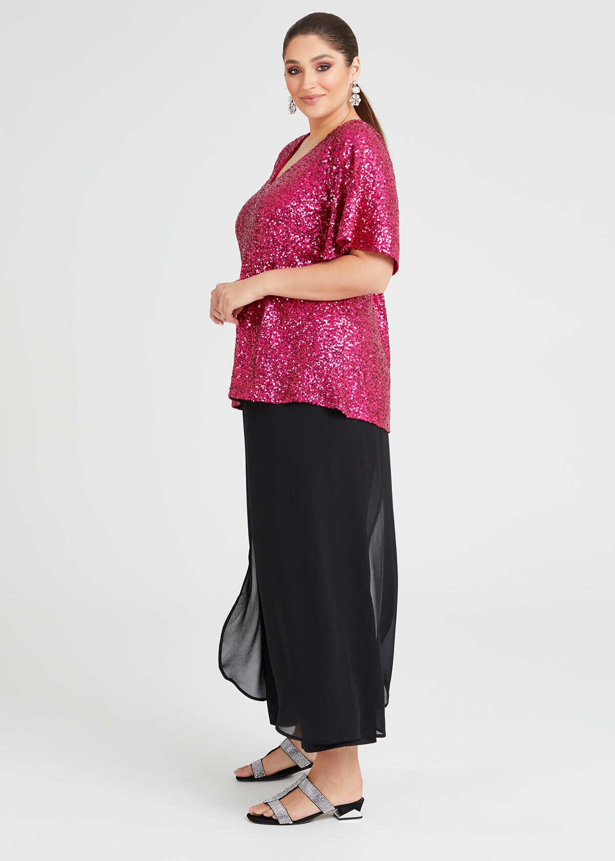 Plus size pink sequin top outlet