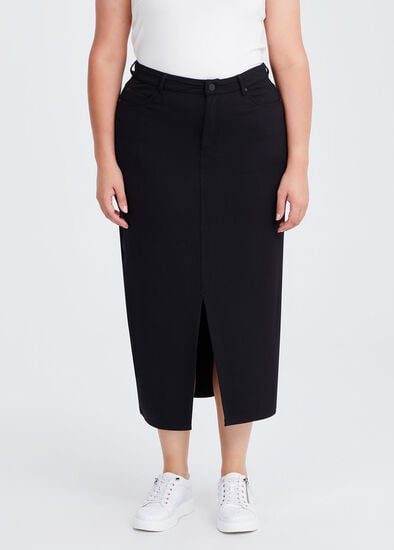 Plus Size Ponte Front Split Midi Skirt