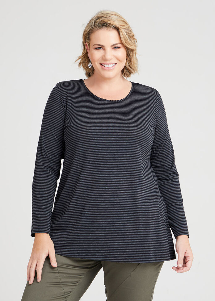 Wool Bamboo Stripe Top, , hi-res
