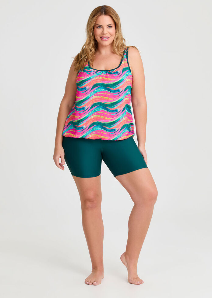 Waves Print Blouson Tankini, , hi-res