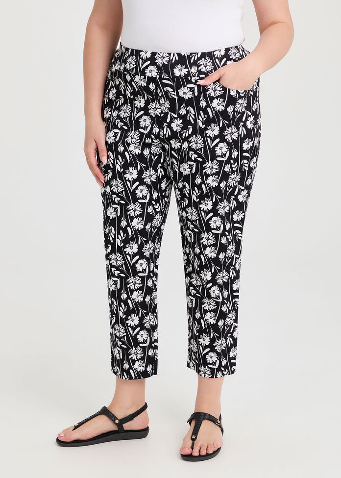 Natural Abstract Floral Pant, , hi-res