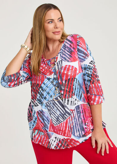 Plus Size Neck Detail Bamboo Crush Top