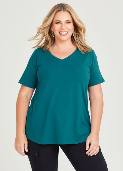 Plus Size Good Earth Australian Cotton V-neck T-Shirt