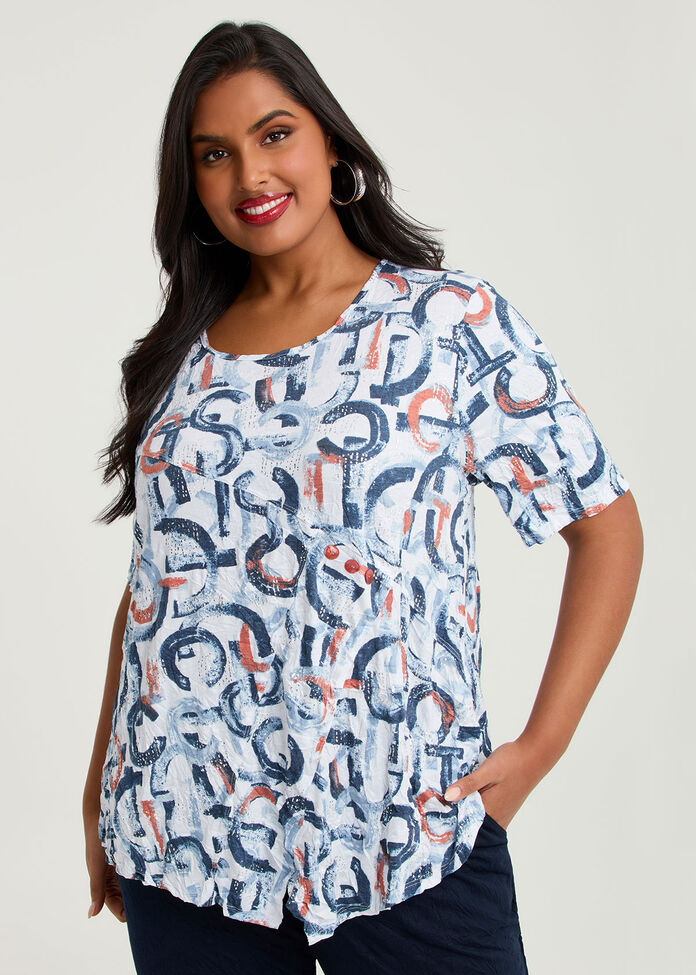 Abstract Bamboo & Foil Crush Top, , hi-res