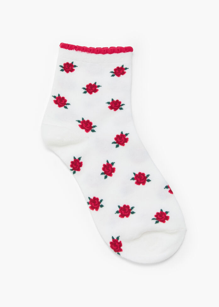 3 Pack Cotton Rose Socks, , hi-res