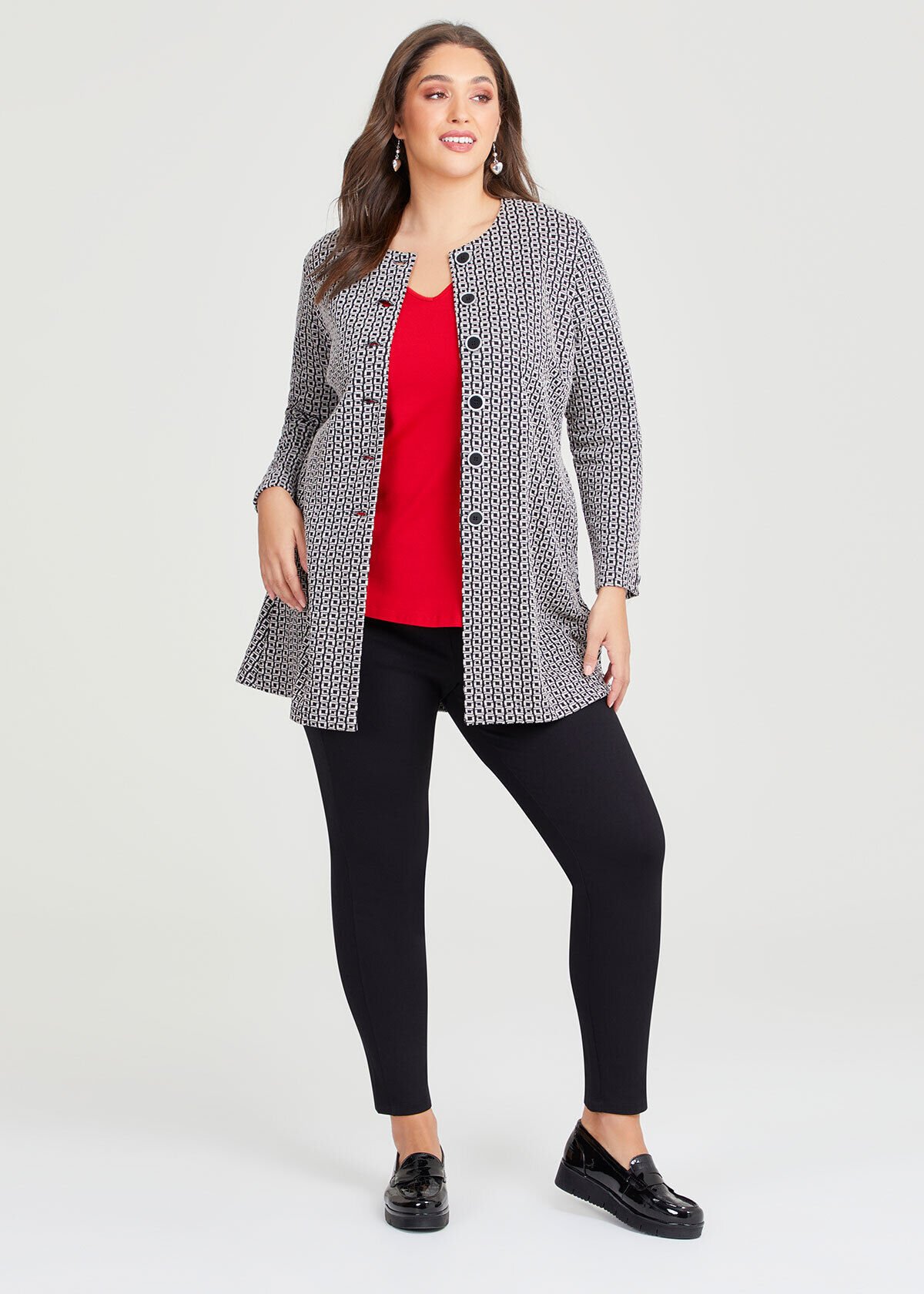Shop Plus Size Squares Jacquard Jacket in Multi Taking Shape AU