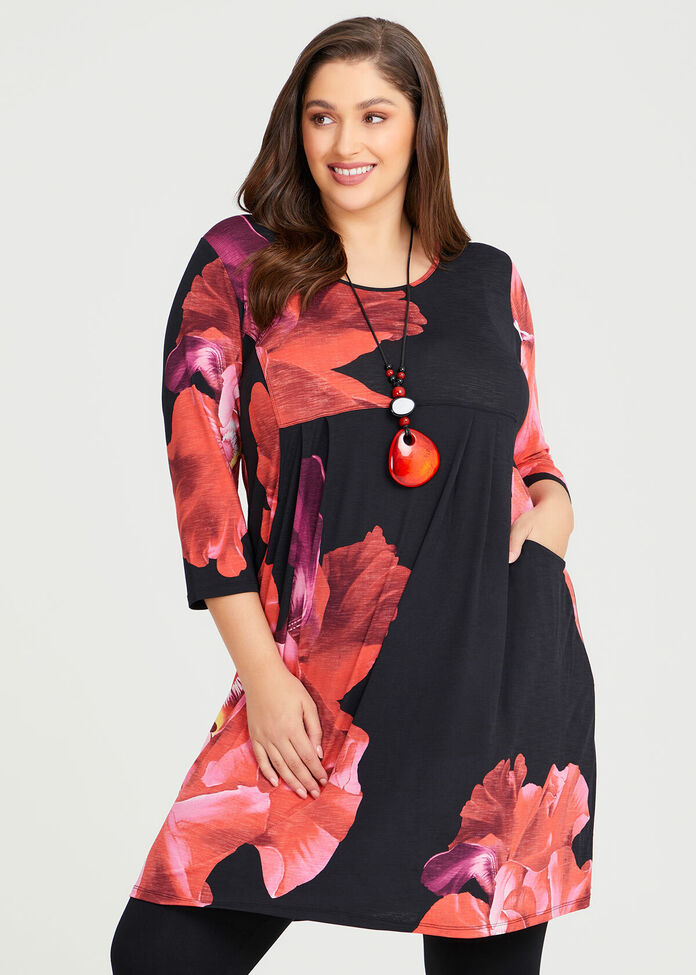 Shop Plus Size Flame Floral Dress in Red | Taking Shape AU